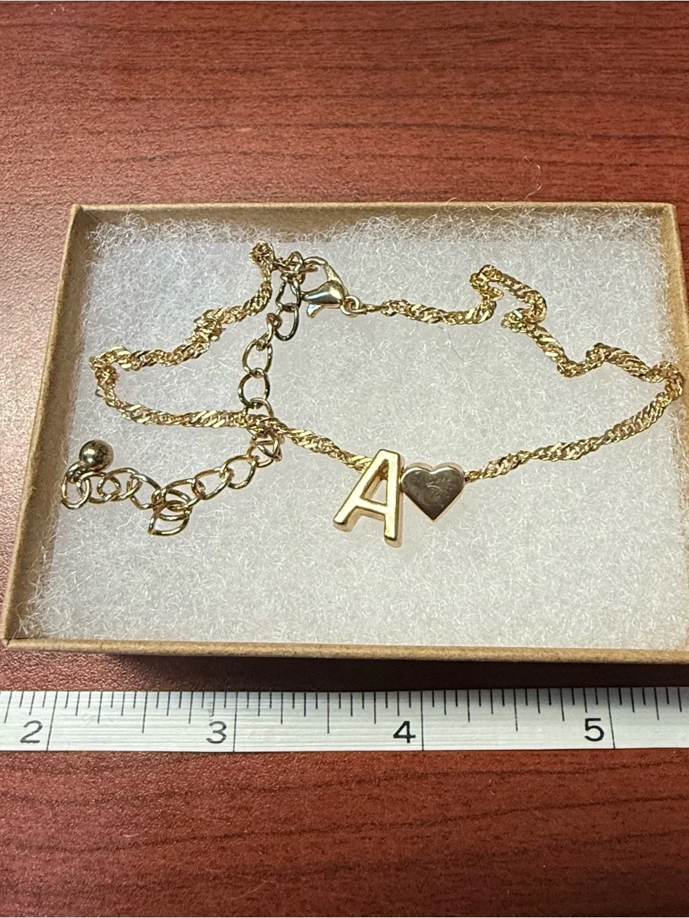 Gold Initial 'A' Heart Charm necklace